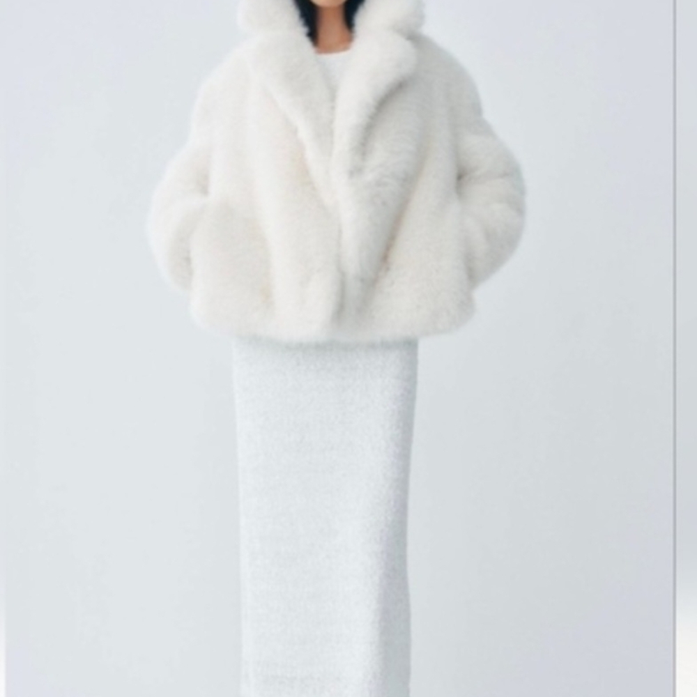 Zara Snowy White Faux Fur Jacket